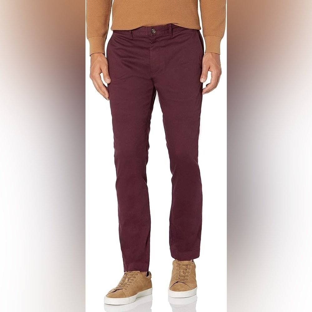 Men’s J. Crew burgundy The Driggs Corduroy Straight Leg Slim Fit Pants Sz 32x32